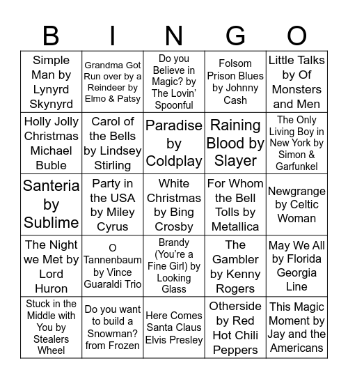 USAC Holiday Bingo Card