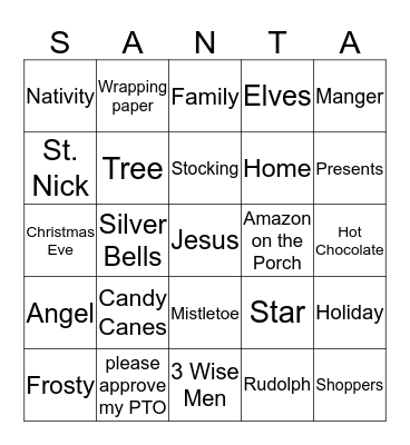 MERRY CHRISTMAS Bingo Card