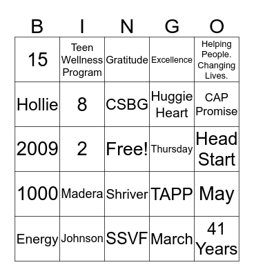 CAPSLO Bingo Card