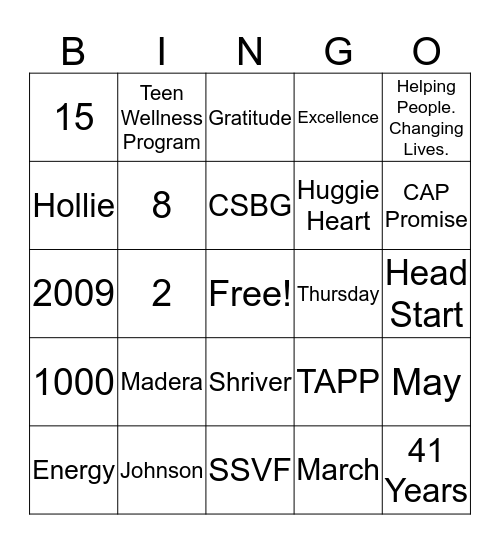 CAPSLO Bingo Card