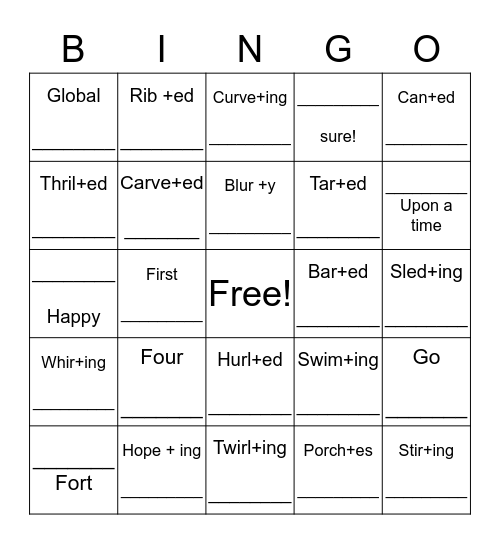 Unit 9 Bingo Card