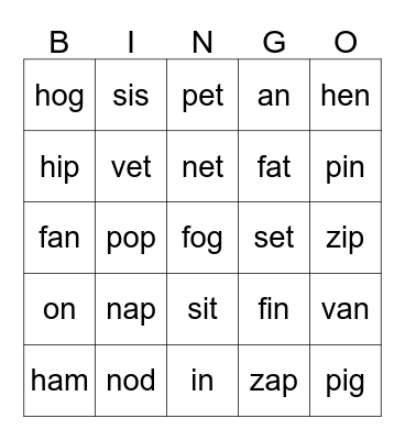 K Unit 4 Bingo Card