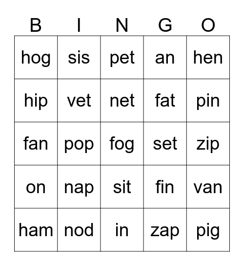K Unit 4 Bingo Card