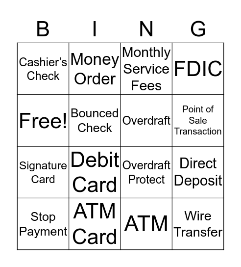 Checking WebQuest Bingo Card