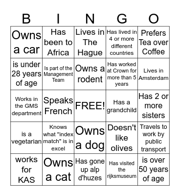 People Bingo Card