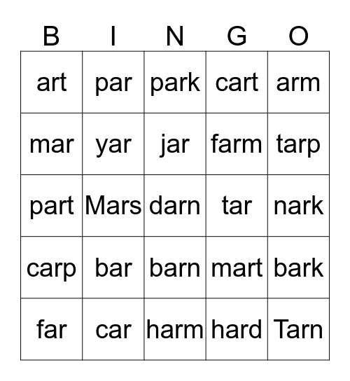 ar Bingo Card