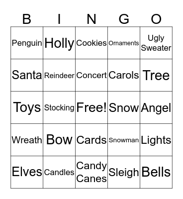 Holiday Bingo 2019 Bingo Card