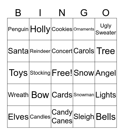 Holiday Bingo 2019 Bingo Card