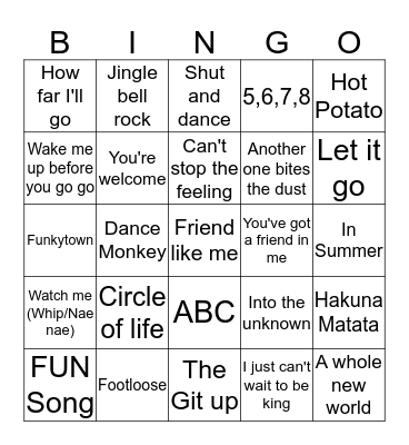 Music Bingo Card