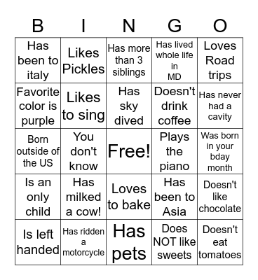 Find a Sweat Sister Who..... Bingo Card