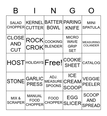 PAMPERED CHEF BINGO Card