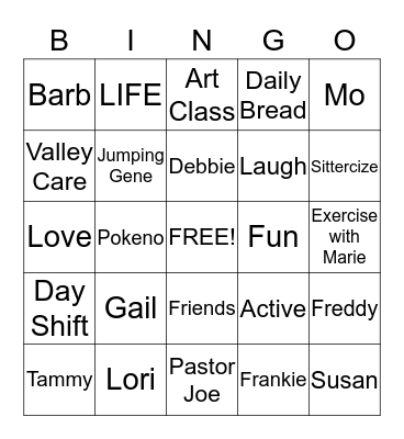 Valley Care Bingo Card