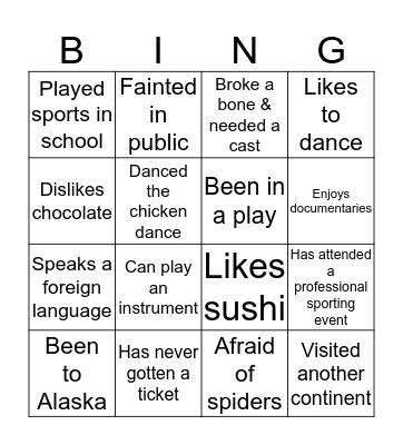 Have YOU Bingo Card