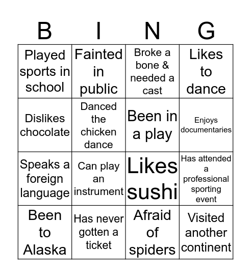Have YOU Bingo Card
