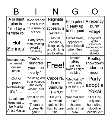 13th God Bingo Card