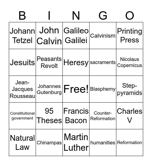 Second Nine Weeks Review Bingo Card