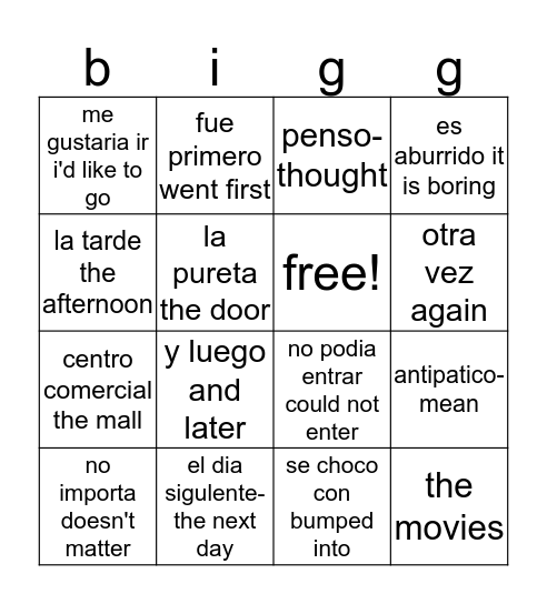 antipatico Bingo Card