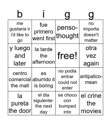 antipatico Bingo Card