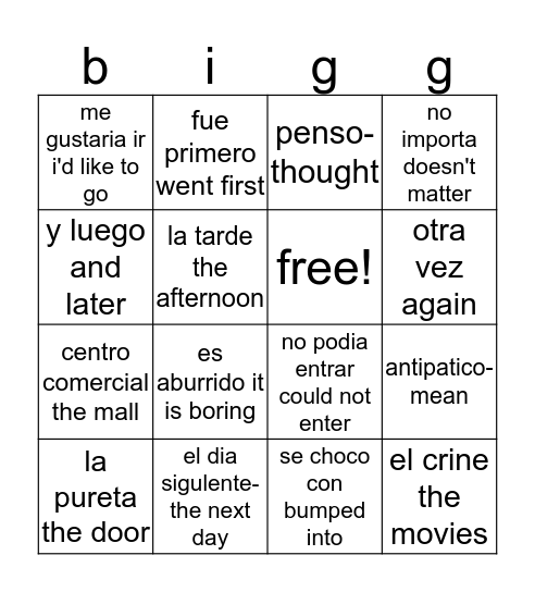 antipatico Bingo Card