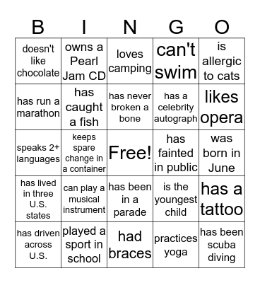 OALJ CHERRY HILL, NJ DO HOLIDAY PARTY Bingo Card