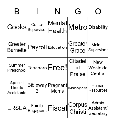 New St. Paul Head Start Agency, Inc Bingo Card