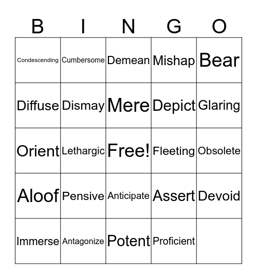 ACT Vocab BINGO Card