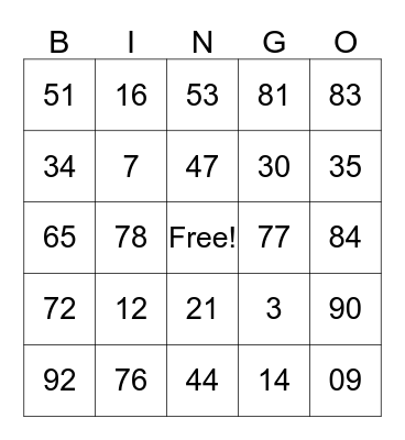 Holiday Bingo !! Bingo Card