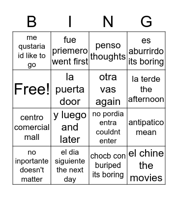 antipatico  Bingo Card