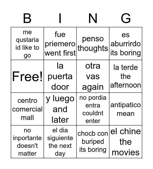 antipatico  Bingo Card