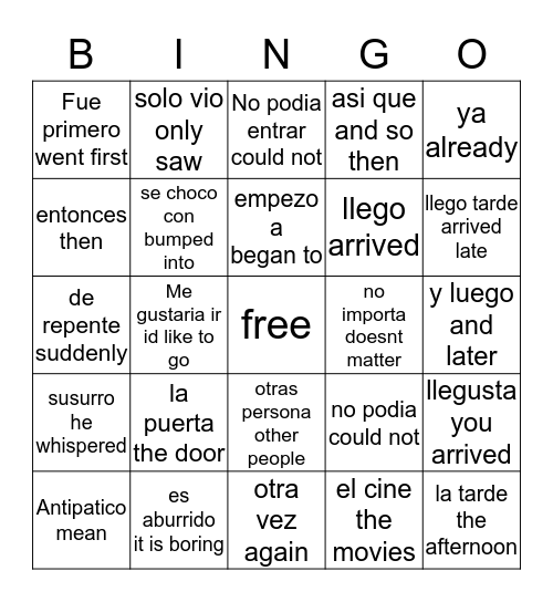 Chico antipatico Bingo Card