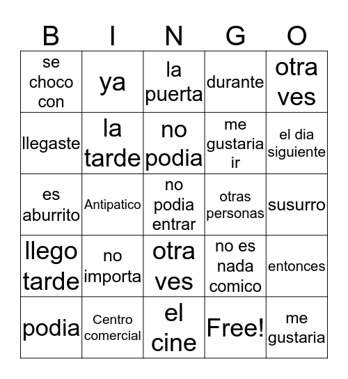 Chico Anitpatico  Bingo Card