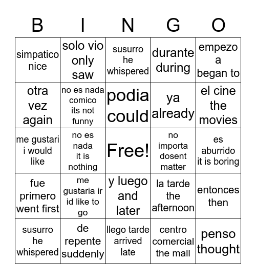 chico antipatico Bingo Card