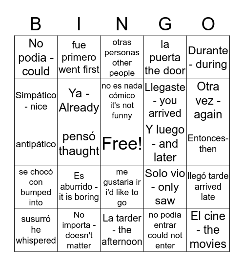 chico antipatico Bingo Card