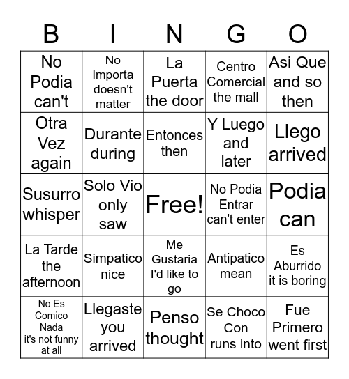 Chico Antipatico  Bingo Card