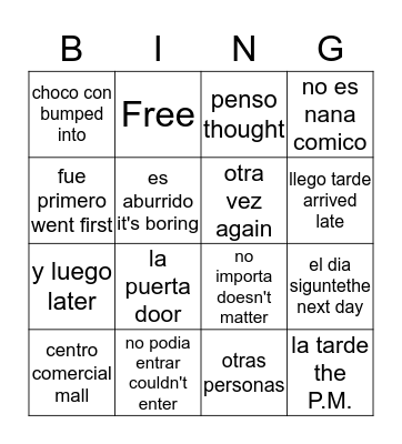 antipatico Bingo Card