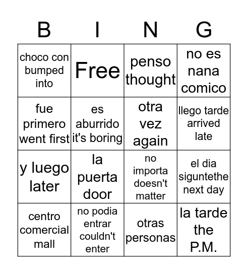 antipatico Bingo Card