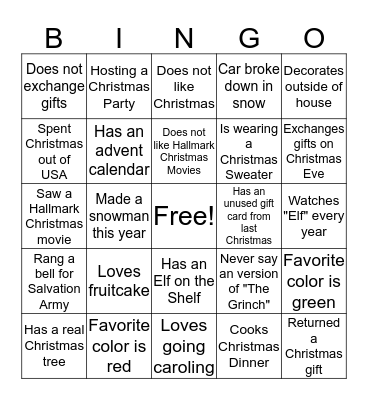 Christmas BINGO Card