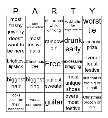2019 Christmas Party  Bingo Card