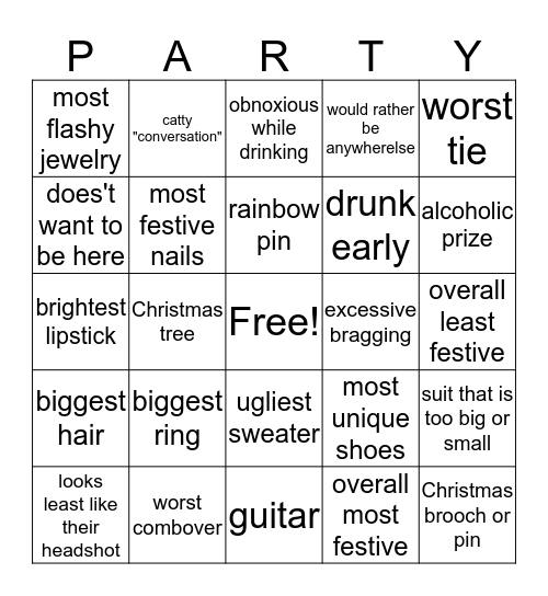 2019 Christmas Party  Bingo Card