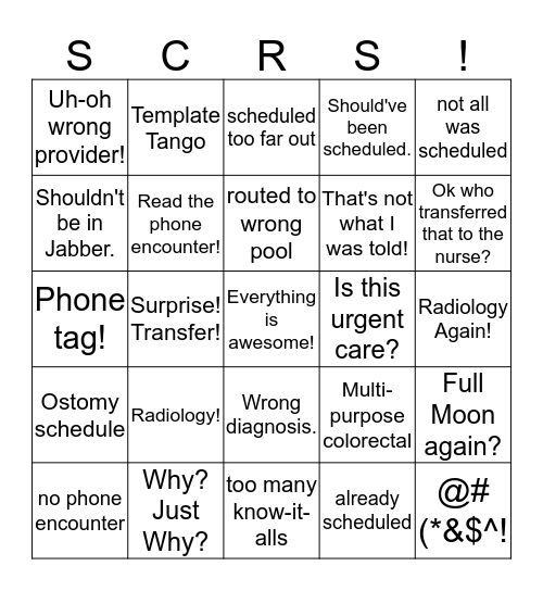 The game with no winners. Bingo Card