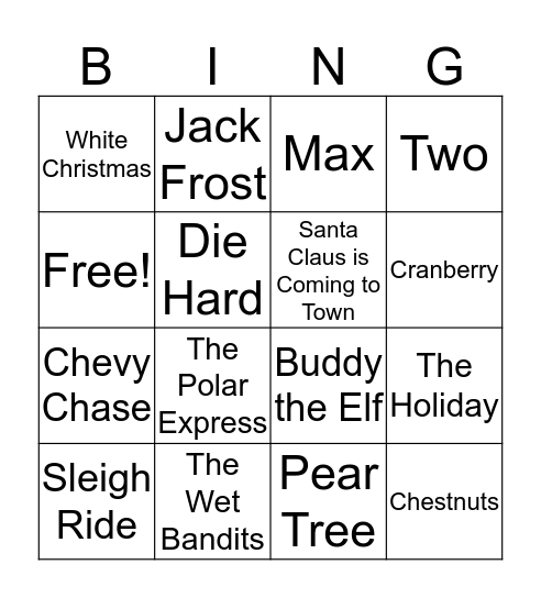 FBOT Christmas 2019 Bingo Card