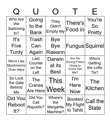Holiday Bingo Card