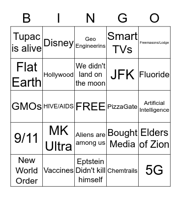 Conspiracy Theory Bingo! Bingo Card