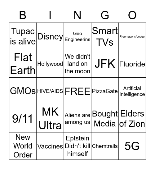 Conspiracy Theory Bingo! Bingo Card