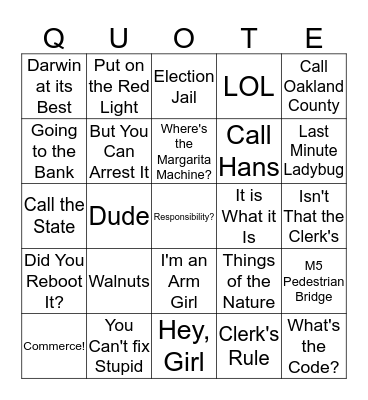 Holiday Bingo Card