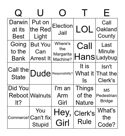 Holiday Bingo Card