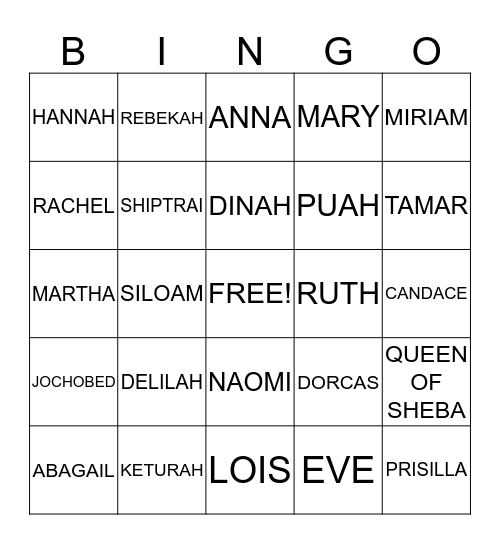 MOTHER'S & DAUGHTER'S Bingo Card