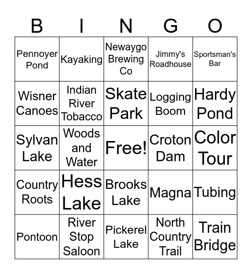 Newaygo Things! Bingo Card
