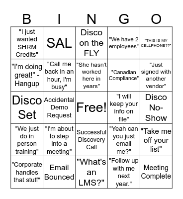 SDR BINGO Card