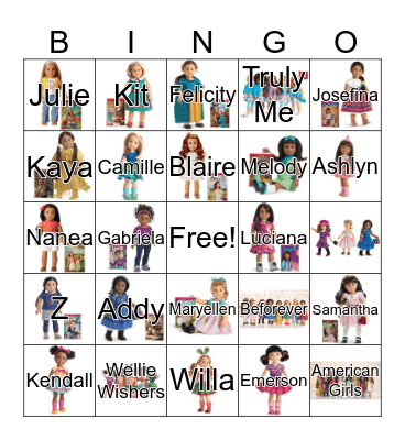 American Girl Bingo Card
